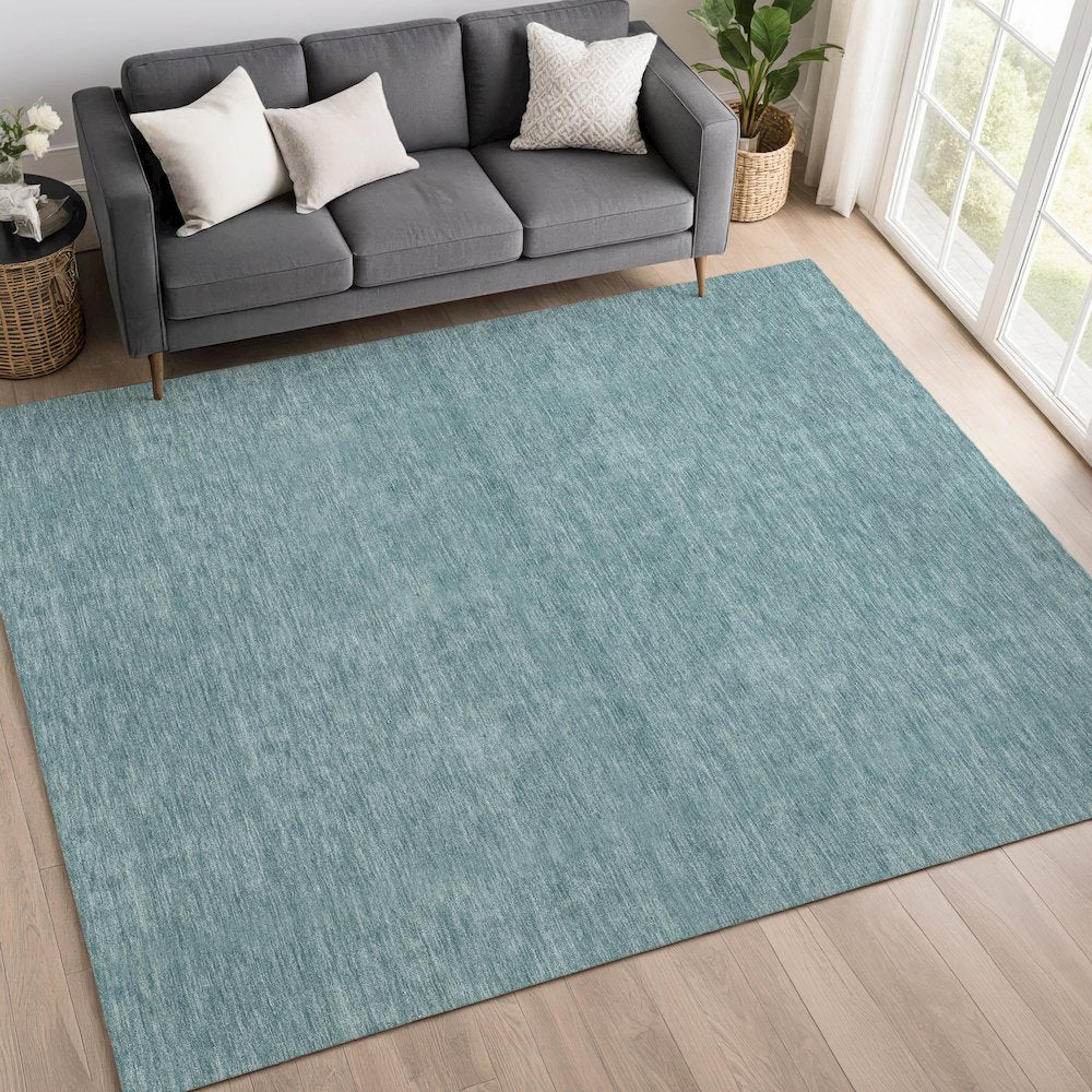 Luxury Washable Soft Essentials SE6 Teal 3' x 5' Rug