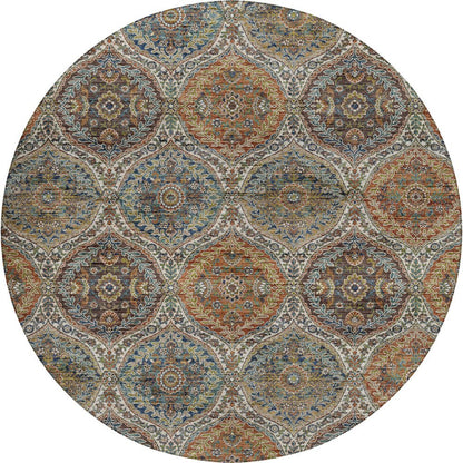 Indoor/Outdoor Silk Road Multi 8' x 8' Round Rug
