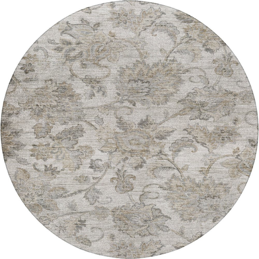 Indoor/Outdoor Silk Road Linen 8' x 8' Round Rug