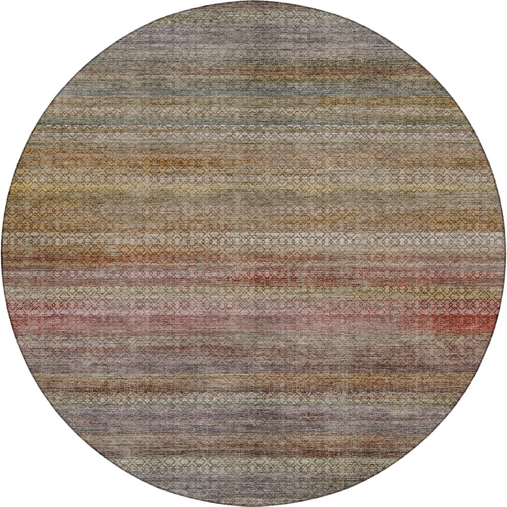 Machine Washable Vico VC4 Brown 8' x 8' Round Rug