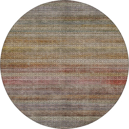 Machine Washable Vico VC4 Brown 8' x 8' Round Rug