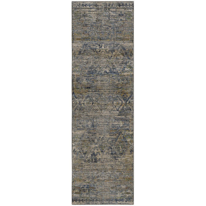 Machine Washable Vico VC7 Blue 2'3" x 7'6" Runner Rug