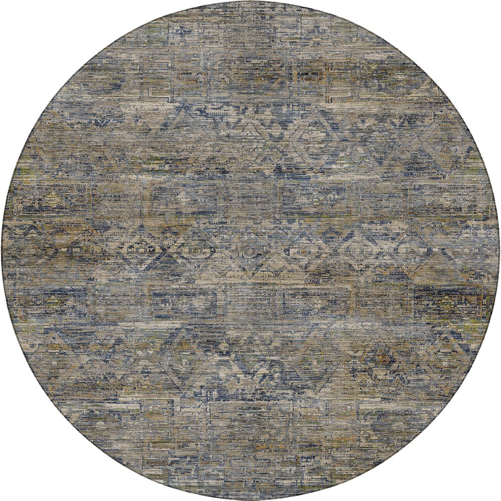 Machine Washable Vico VC7 Blue 8' x 8' Round Rug