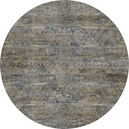 Machine Washable Vico VC7 Blue 8' x 8' Round Rug