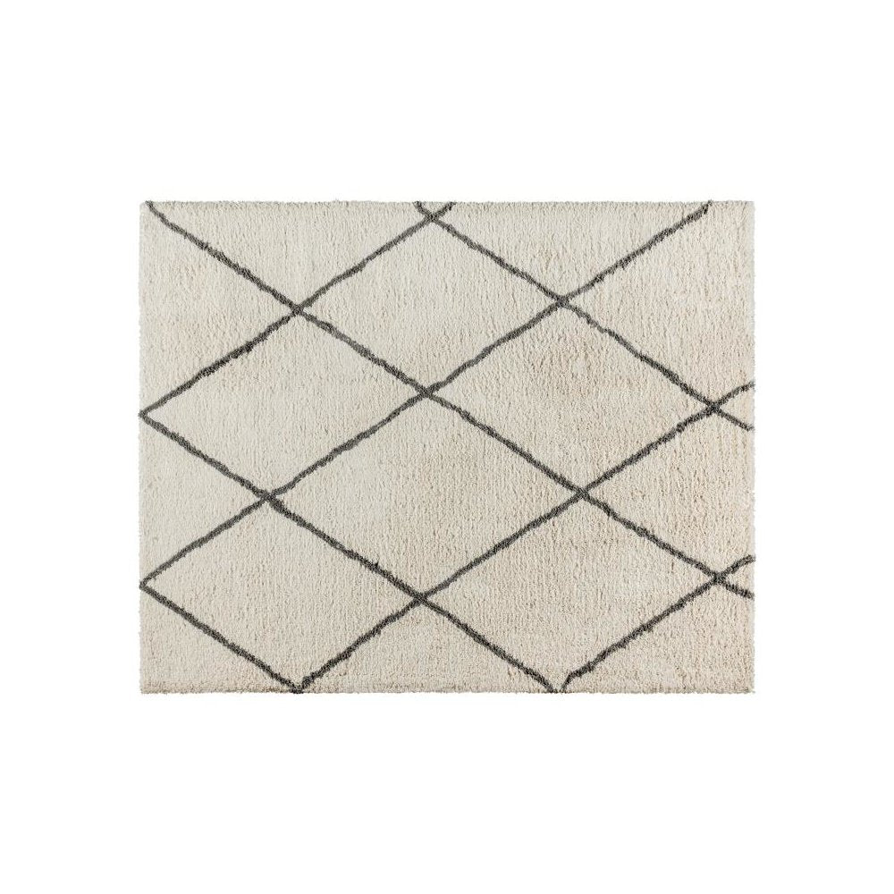 Shag Style Diamond Trellis Area Rug - 8' x 10' - Ivory/Gray Polyester (PET)