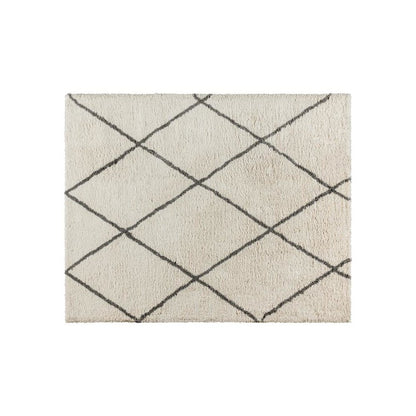 Shag Style Diamond Trellis Area Rug - 8' x 10' - Ivory/Gray Polyester (PET)