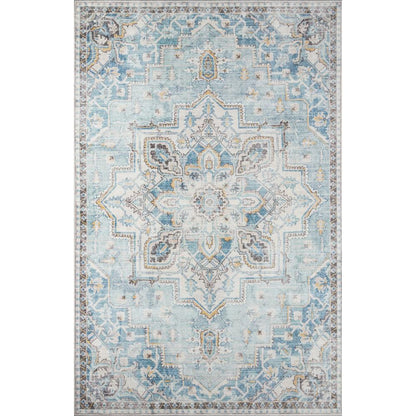 Traditional Rectangle Area Rug, Light Blue, 10' X 14'