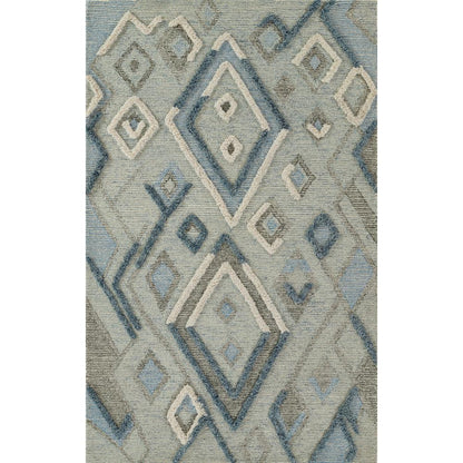 Contemporary Rectangle Area Rug, Blue, 5' X 8'