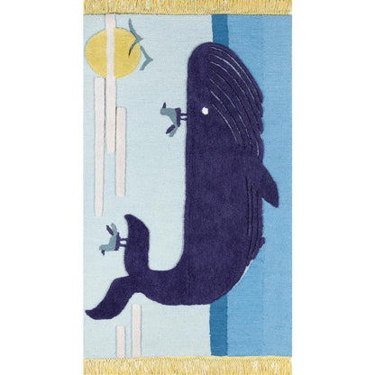 Contemporary Rectangle Area Rug, Blue, 4' X 6'