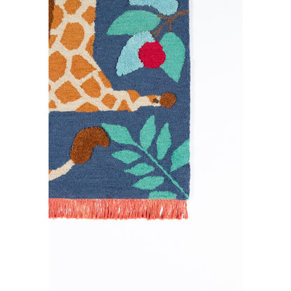 Contemporary Rectangle Area Rug, Navy, 4' X 6'