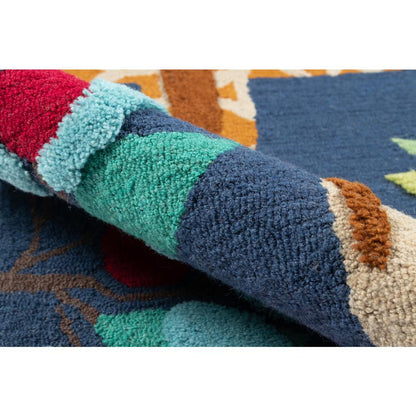 Contemporary Rectangle Area Rug, Navy, 4' X 6'