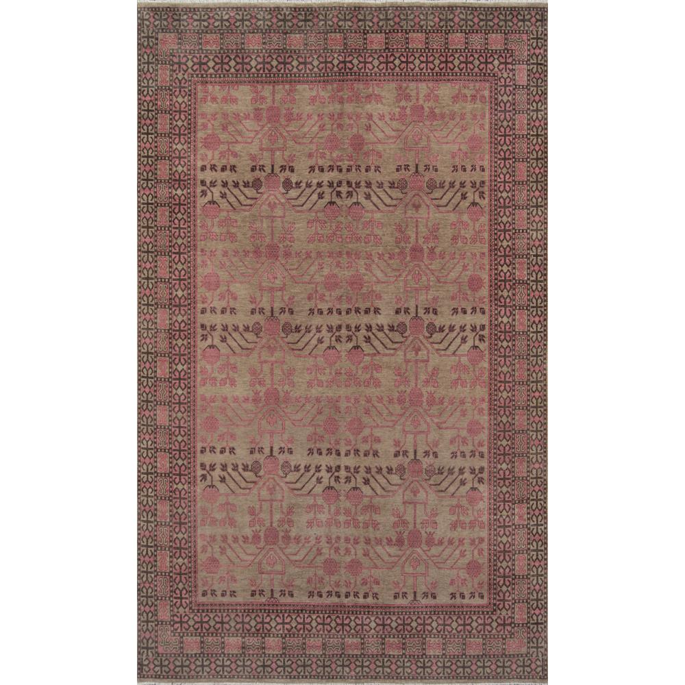 Traditional Rectangle Area Rug, Pink, 3'9" X 5'9"