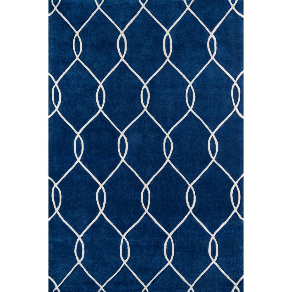 Contemporary Runner Area Rug, Navy, 2'3" X 8' Runner