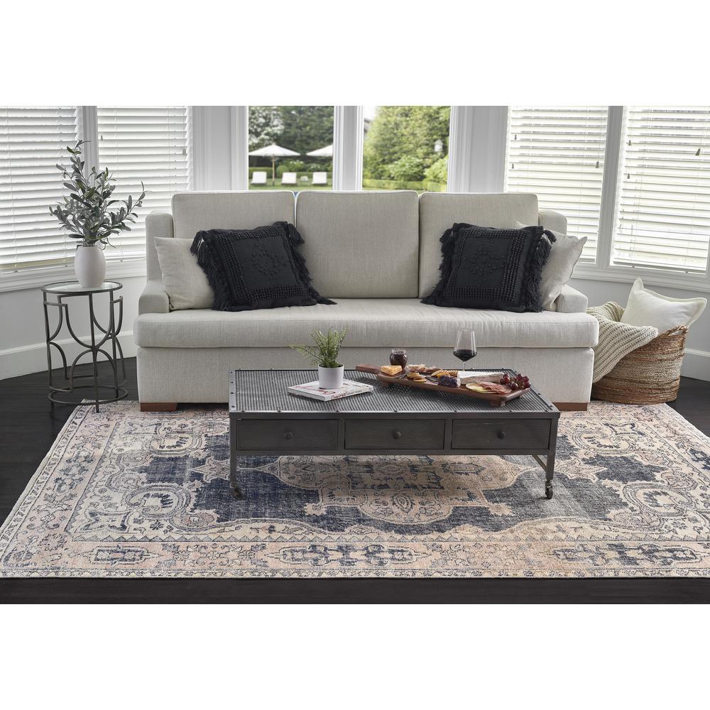 Traditional Runner Area Rug, Navy, 2'3" X 7'6" Runner