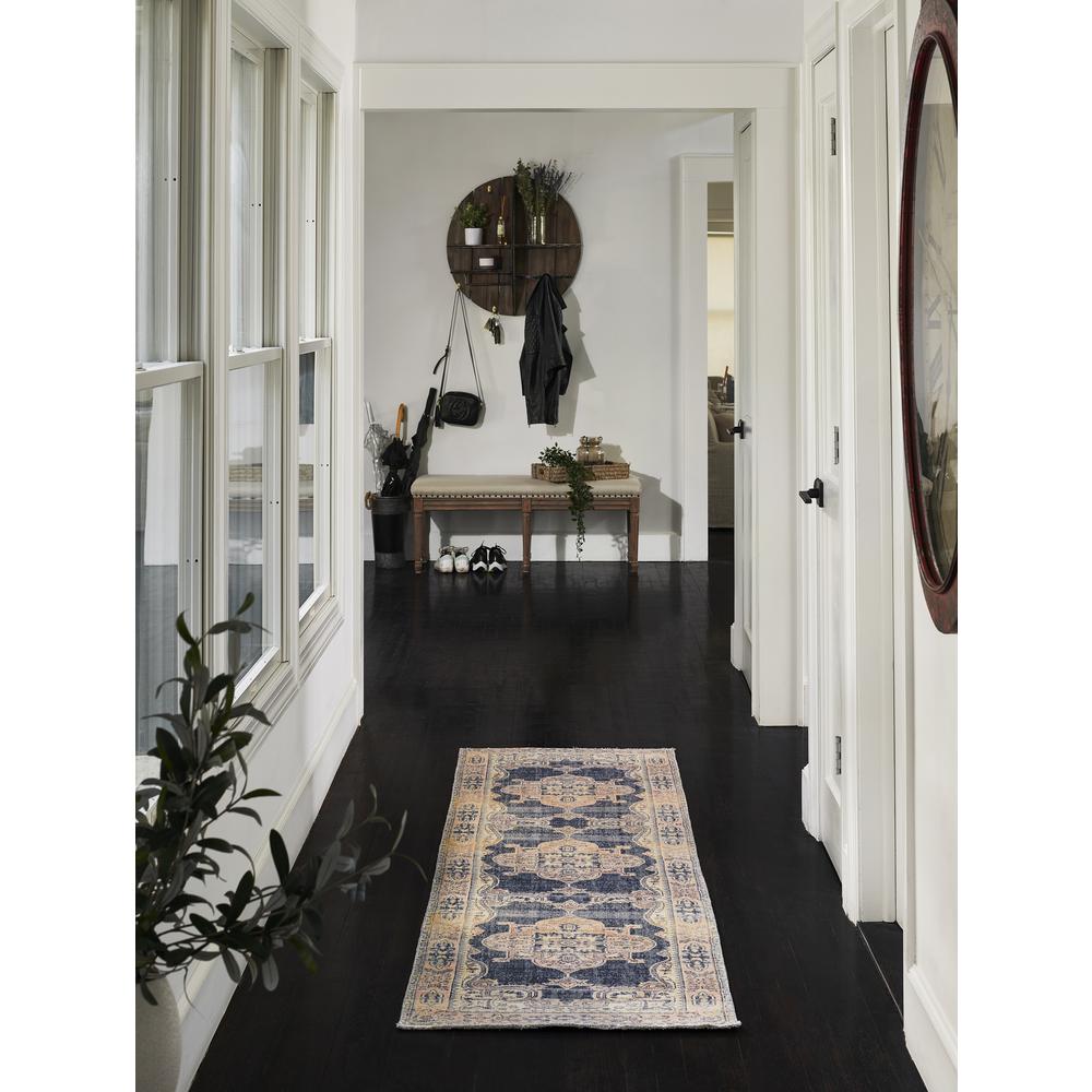 Traditional Runner Area Rug, Navy, 2'3" X 7'6" Runner