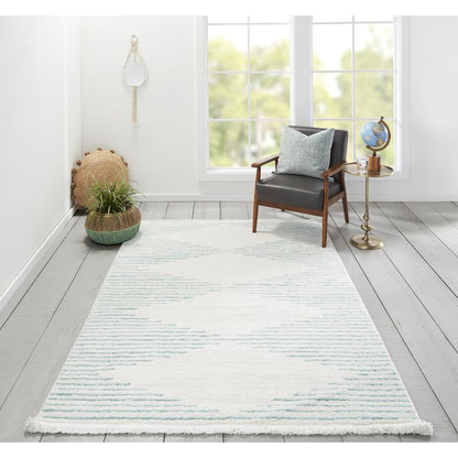 Modern Rectangle Area Rug, Aqua, 2' X 3'