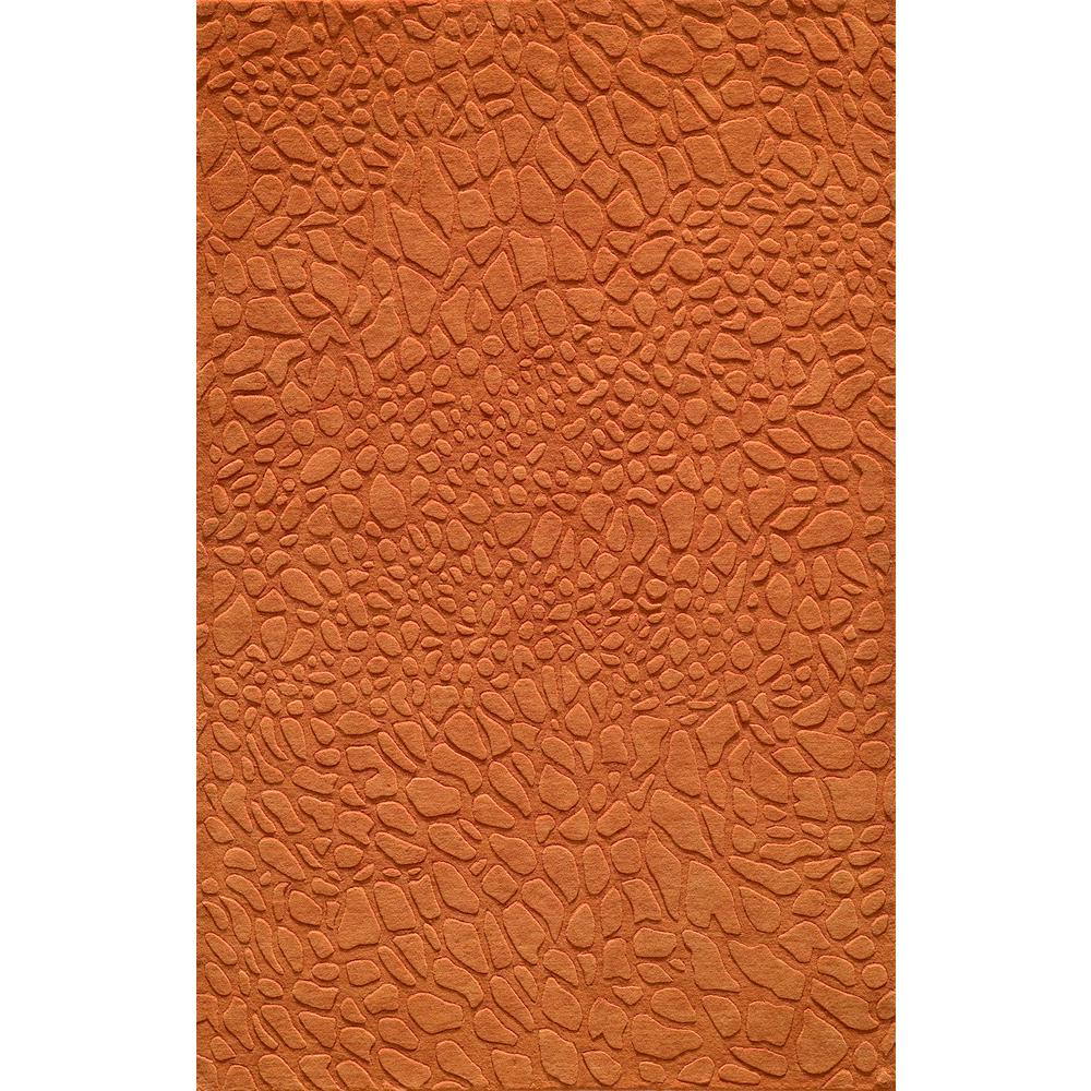Contemporary Rectangle Area Rug, Tangerine, 5' X 8'