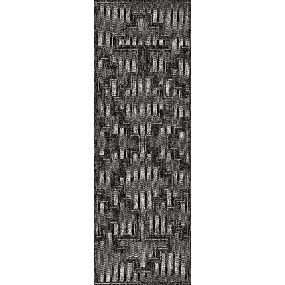 Transitional Runner Area Rug, Charcoal, 2'7" X 7'6" Runner
