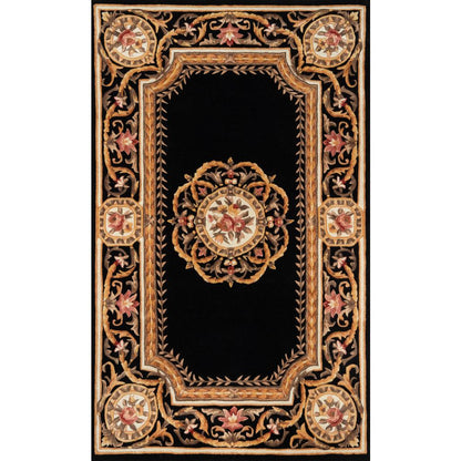 Transitional Runner Area Rug, Black, 2'3" X 8' Runner