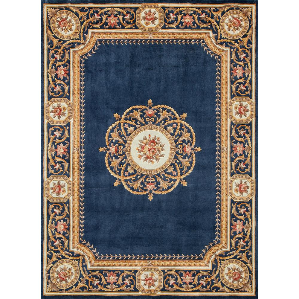Transitional Round Area Rug, Blue, 4' X 4' Round