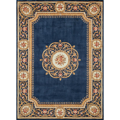 Transitional Round Area Rug, Blue, 4' X 4' Round