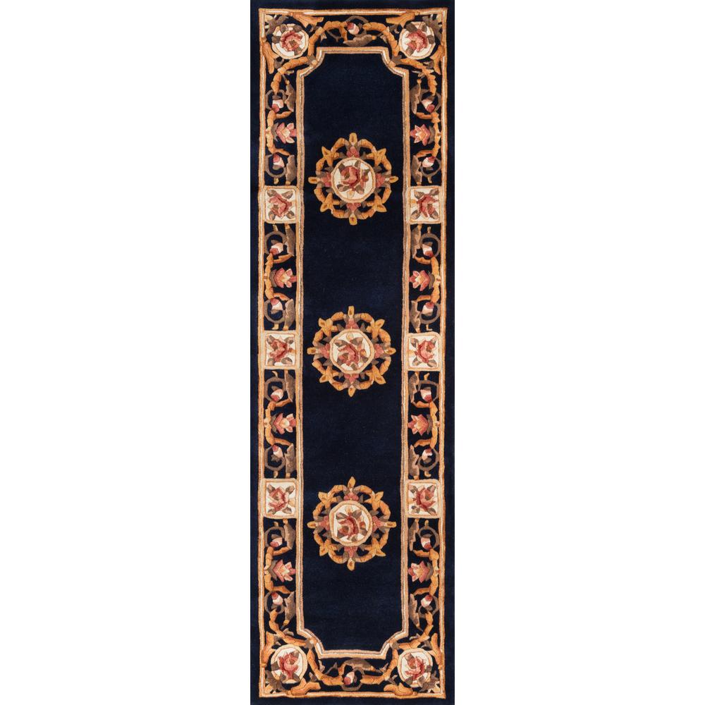 Transitional Round Area Rug, Blue, 4' X 4' Round