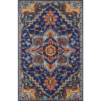 Traditional Runner Area Rug, Navy, 2'3" X 7'10" Runner