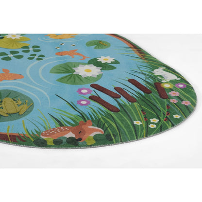 Playground Pond Blue Kid Rug 6' X 8'2"