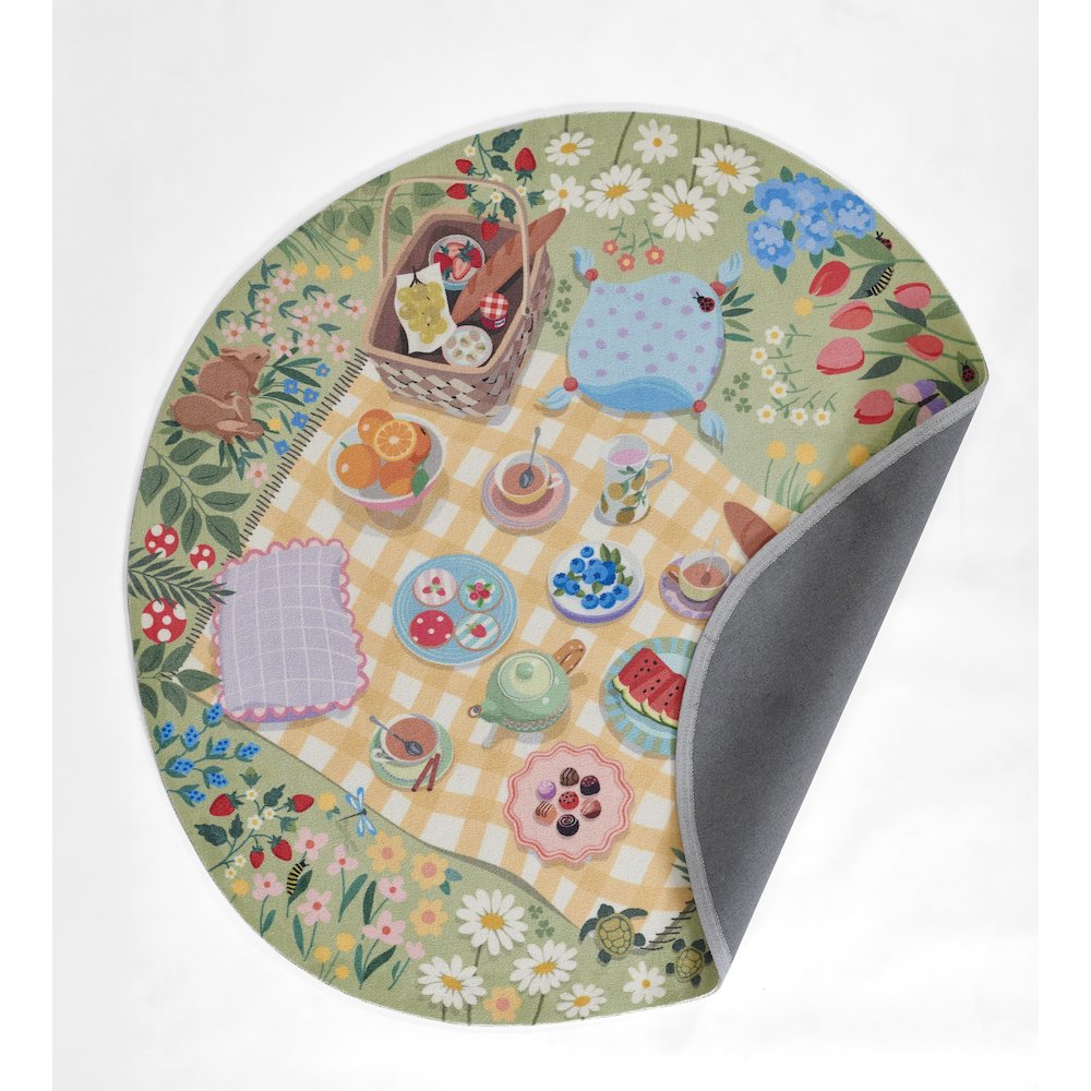 Playground Tea Party Green Kid Rug 6' X 6' Round