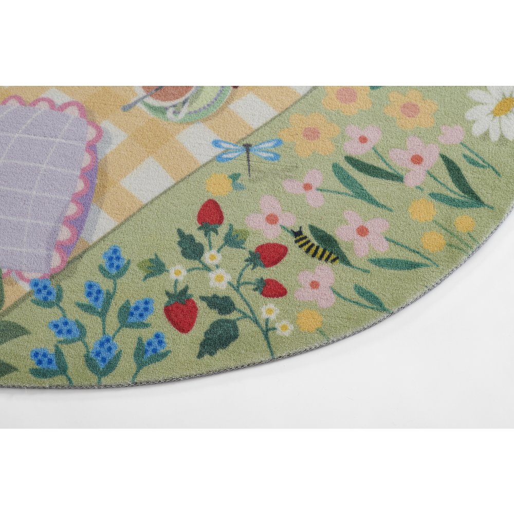 Playground Tea Party Green Kid Rug 6' X 6' Round