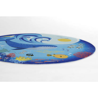 Playground Ocean Blue Kid Rug 6' X 6' Round
