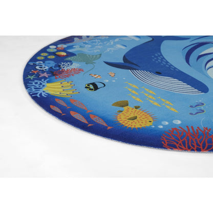 Playground Ocean Blue Kid Rug 6' X 6' Round