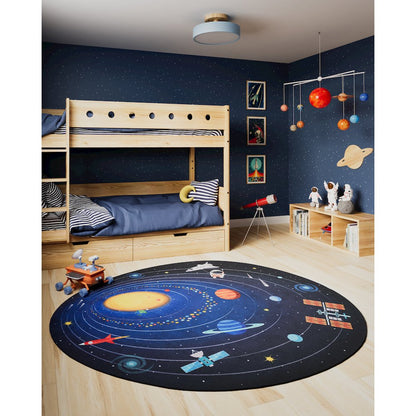 Playground Space Blue Kid Rug 6' X 6'8"