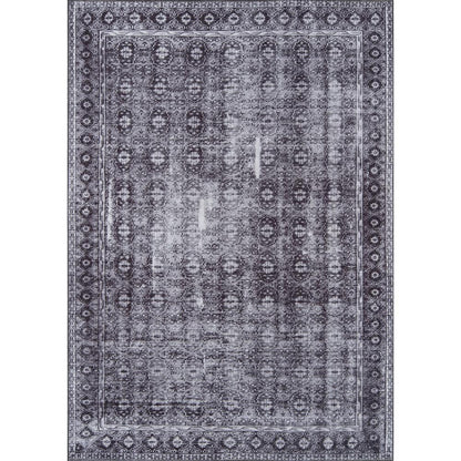 Traditional Rectangle Area Rug, Charcoal, 3' X 5'