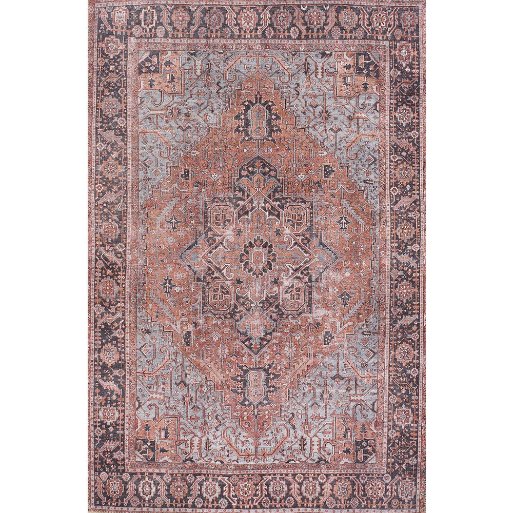 Traditional Rectangle Area Rug, Copper, 2' X 3'