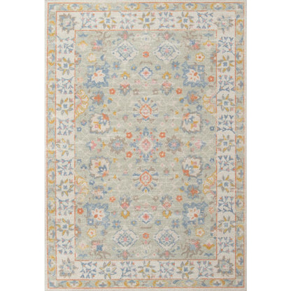 Traditional Rectangle Area Rug, Light Blue, 3'3" X 5'