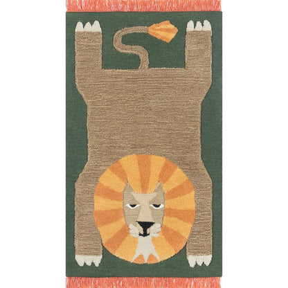 Contemporary Rectangle Area Rug, Green, 5' X 7'