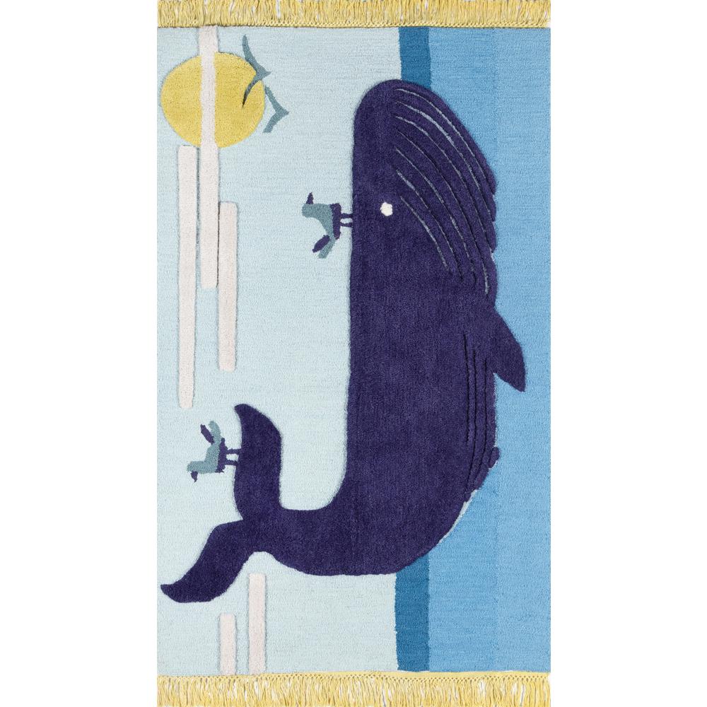 Contemporary Rectangle Area Rug, Blue, 5' X 7'