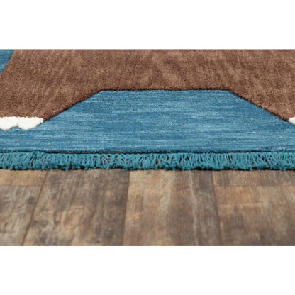 Contemporary Rectangle Area Rug, Navy, 5' X 7'