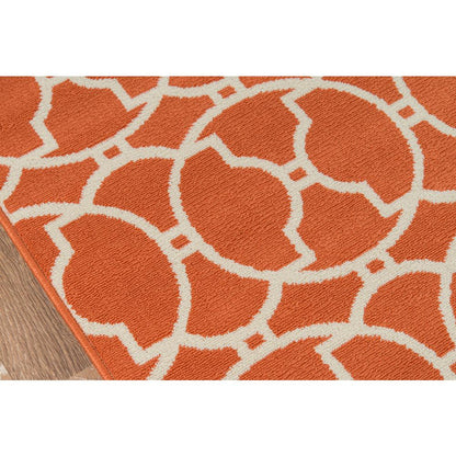 Contemporary Runner Area Rug, Orange, 2'3" X 7'6" Runner