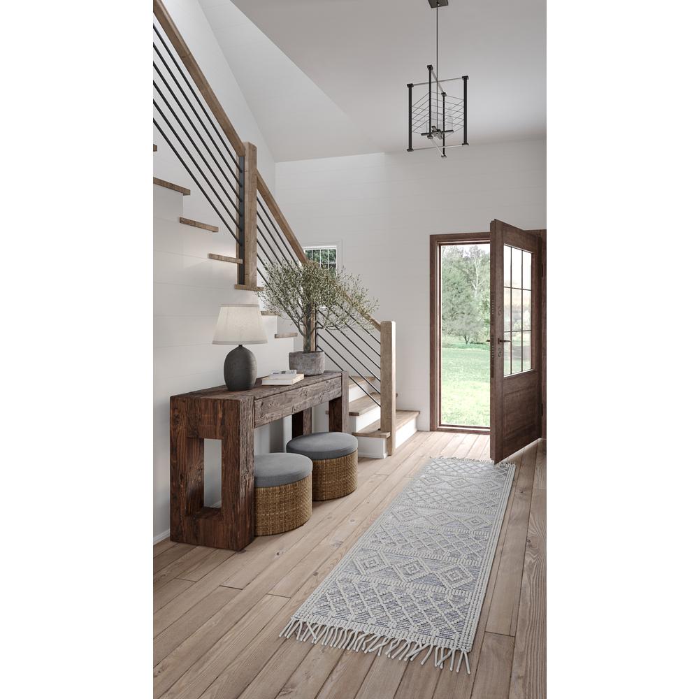 Contemporary Runner Area Rug, Blue, 2'3" X 8' Runner