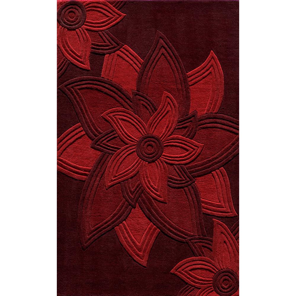 Transitional Rectangle Area Rug, Red, 5' X 8'
