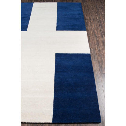 Contemporary Rectangle Area Rug, Navy, 5' X 8'
