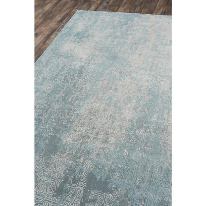 Traditional Rectangle Area Rug, Light Blue, 3'10" X 5'7"