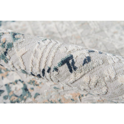Traditional Rectangle Area Rug, Silver, 3'10" X 5'7"