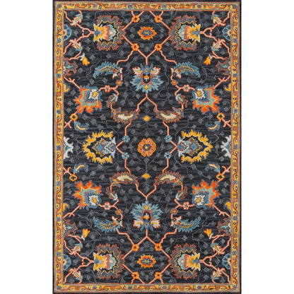 Traditional Rectangle Area Rug, Charcoal, 3' X 5'