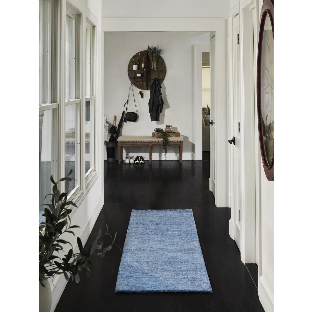Contemporary Runner Area Rug, Denim, 2'3" X 8' Runner