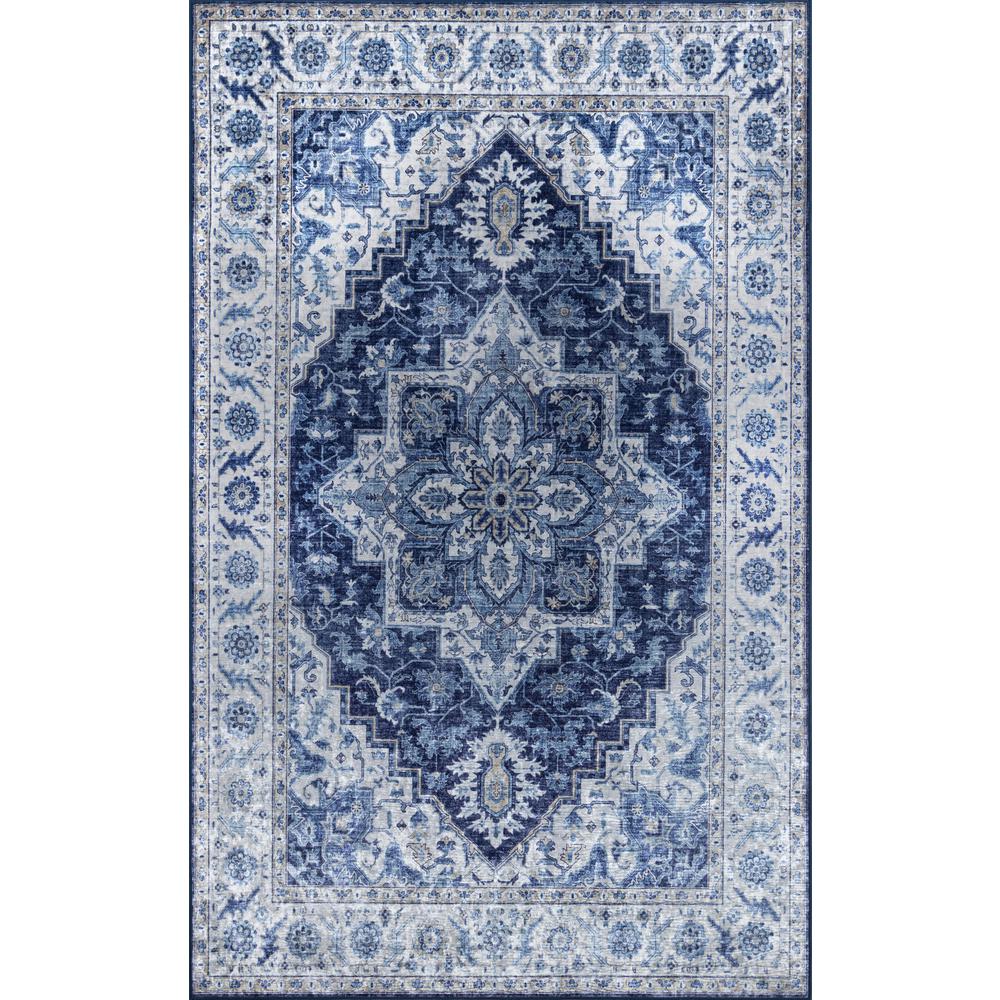 Traditional Rectangle Area Rug, Blue, 3'6" X 5'6"