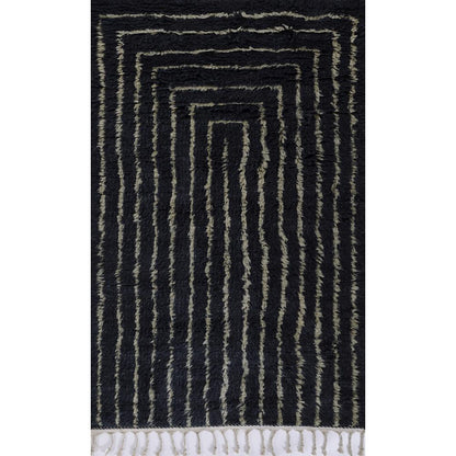 Contemporary Runner Area Rug, Navy, 2'6" X 8' Runner