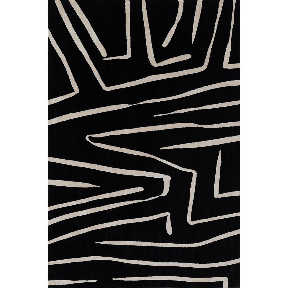 Contemporary Rectangle Area Rug, Black, 3'11" X 5'7"
